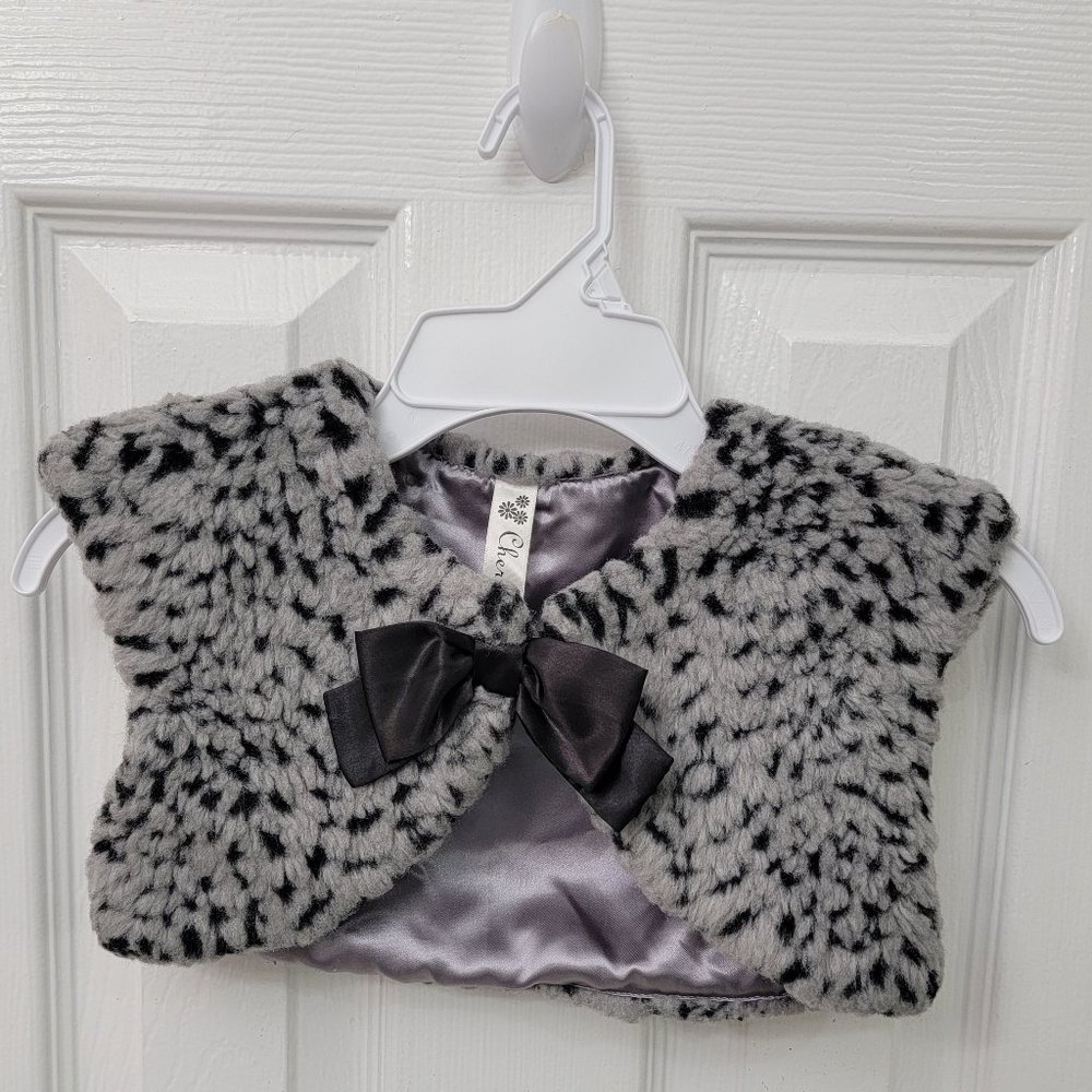 Black and Silver Leopard Print Half Jacket Cover up Girls Large